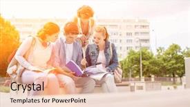  Presentation with summer camp group of diverse - Presentation theme consisting of studying together in university campus background and a lemonade colored foreground