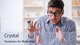  Presentation with medical student - Presentation theme enhanced with studying various parts of heart background and a  colored foreground