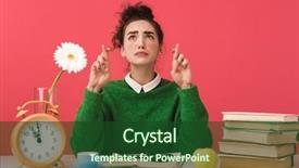  Presentation with sad lonely student sitting - PPT layouts having studying with books fingers cross background and a forest green colored foreground