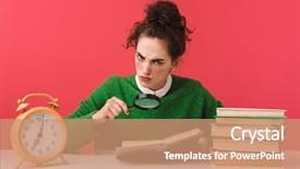  Presentation with magnifying glass - Amazing presentation theme having studying with books magnifying glass backdrop and a  colored foreground