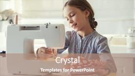  Presentation with sewing machine - Slide deck with studying work with sewing machine background and a coral colored foreground