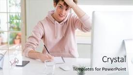  Presentation with shame - Presentation enhanced with studying writing on notebook background and a sky blue colored foreground