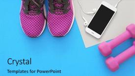  Presentation with gym - Presentation theme enhanced with stuff mobile phone and blank background and a cyan colored foreground