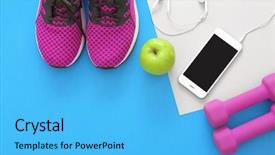  Presentation with gym - Presentation with stuff mobile phone and blank background and a light blue colored foreground