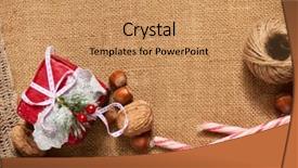  Presentation with fir tree - PPT theme featuring stuff on sackcloth empty space background and a coral colored foreground