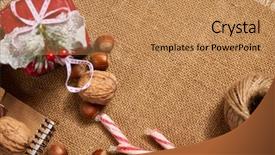  Presentation with fir tree - PPT layouts featuring stuff on sackcloth empty space background and a coral colored foreground