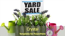  Presentation with yard sale - Colorful slide deck enhanced with stuff ready for yard sale backdrop and a tawny brown colored foreground