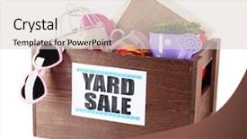  Presentation with yard sale - Colorful presentation design enhanced with stuff ready for yard sale backdrop and a lemonade colored foreground