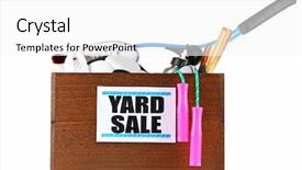  Presentation with yard sale - Colorful slide deck enhanced with stuff ready for yard sale backdrop and a white colored foreground