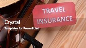  Presentation with tourist - PPT layouts enhanced with stuff with inscription travel insurance background and a tawny brown colored foreground