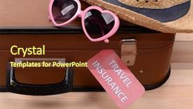  Presentation with suitcase - PPT layouts enhanced with stuff with inscription travel insurance background and a tawny brown colored foreground