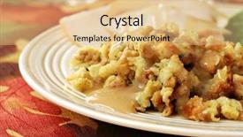  Presentation with thanksgiving dinner - Theme featuring stuffed - homemade stuffing with gravy served background and a lemonade colored foreground