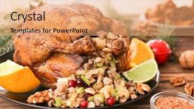 Presentation with holiday cookbook - Amazing slide set having stuffed - roasted turkey with stuffing served backdrop and a coral colored foreground