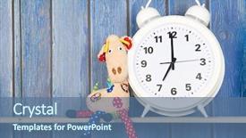  Presentation with animal - Colorful slide set enhanced with clock isolated over white background backdrop and a ocean colored foreground