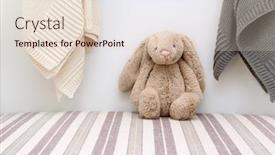  Presentation with baby sitting - PPT theme with stuffed-animal-sitting background and a lemonade colored foreground