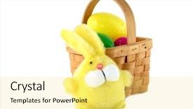  Presentation with easter bunny yellow spring flower - Cool new presentation theme with stuffed animals - bunny with easter basket backdrop and a yellow colored foreground