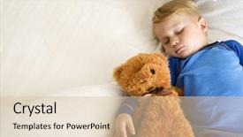  Presentation with teddy bear - Audience pleasing slides consisting of stuffed animals - caucasian toddler boy sleeping backdrop and a lemonade colored foreground