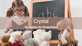  Presentation with name - PPT layouts featuring stuffed animals - little teacher - lesson no-name background and a coral colored foreground