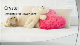  Presentation with living room - Slide deck having stuffed animals and a heart background and a white colored foreground