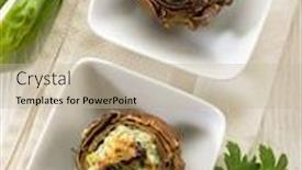 Presentation with vegetarian - Theme featuring stuffed-artichoke-vegetarian-food background and a mint green colored foreground