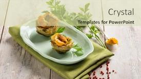  Presentation with turmeric - Slide set with stuffed-artichoke-with-scallop-pink background and a soft green colored foreground