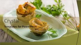  Presentation with turmeric - Audience pleasing slide set consisting of stuffed-artichoke-with-scallop-pink backdrop and a gold colored foreground