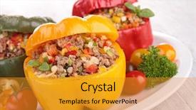 Presentation with pepper - Cool new presentation with stuffed bell pepper with meat backdrop and a  colored foreground