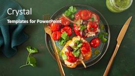  Presentation with quinoa - Slide set having stuffed-bell-peppers-with-quinoa background and a tawny brown colored foreground