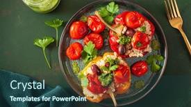  Presentation with quinoa - PPT theme consisting of stuffed-bell-peppers-with-quinoa background and a ocean colored foreground
