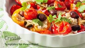  Presentation with quinoa - Slides enhanced with stuffed-bell-peppers-with-quinoa background and a mint green colored foreground