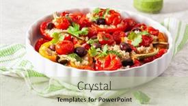  Presentation with quinoa - Presentation design with stuffed-bell-peppers-with-quinoa background and a soft green colored foreground