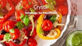  Presentation with quinoa - Presentation with stuffed-bell-peppers-with-quinoa background and a crimson colored foreground