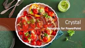  Presentation with quinoa - PPT theme with stuffed-bell-peppers-with-quinoa background and a crimson colored foreground