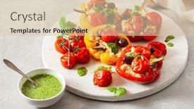  Presentation with quinoa - Slide deck having stuffed-bell-peppers-with-quinoa background and a lemonade colored foreground