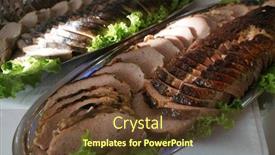  Presentation with restaurant menu - Cool new PPT theme with stuffed-big-fish-restaurant-menu backdrop and a tawny brown colored foreground