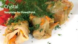  Presentation with cabbage - Amazing slides having stuffed cabbage rolls with tomato and parsley backdrop and a tawny brown colored foreground