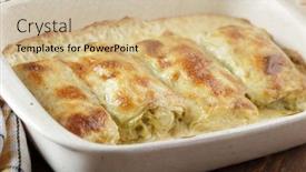  Presentation with cabbage - Presentation enhanced with stuffed cabbage under bechamel sauce in white casserole background and a soft green colored foreground