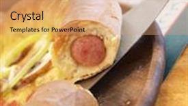  Presentation with pizza and sports - PPT theme consisting of stuffed crust pizza background and a coral colored foreground