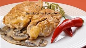  Presentation with fried chicken - Presentation with stuffed fried chicken fillets with cheese ham and vegetables background and a yellow colored foreground