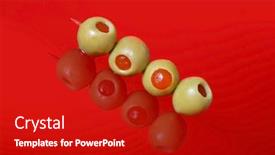  Presentation with pepper - Presentation having stuffed green olives with red pepper pimento background and a crimson colored foreground