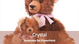  Presentation with daughter mother - Beautiful slide set featuring stuffed hand made mother and daughter bears isolated over white background backdrop and a red colored foreground