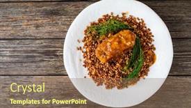  Presentation with meatball - Theme featuring stuffed-meatball-with-mushrooms-buckwheat background and a violet colored foreground