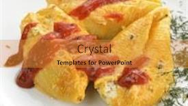  Presentation with shells - Colorful slides enhanced with stuffed-pasta-shells backdrop and a gold colored foreground