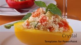  Presentation with couscous - PPT theme consisting of stuffed pepper with couscous background and a gold colored foreground