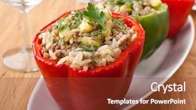  Presentation with peppers - Theme with stuffed peppers in a dish background and a tawny brown colored foreground
