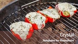  Presentation with peppers - PPT theme with stuffed peppers background and a tawny brown colored foreground