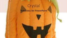  Presentation with lantern - Cool new slides with stuffed pumpkin or jack-o-lantern with reflection on white background backdrop and a gold colored foreground