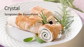  Presentation with roll - Presentation theme having stuffed roll of turkey background and a lemonade colored foreground