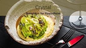  Presentation with cabbage - Presentation design enhanced with stuffed-savoy-cabbage-with-mashed background and a coral colored foreground