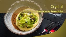  Presentation with cabbage - Amazing slide deck having stuffed-savoy-cabbage-with-mashed backdrop and a gold colored foreground